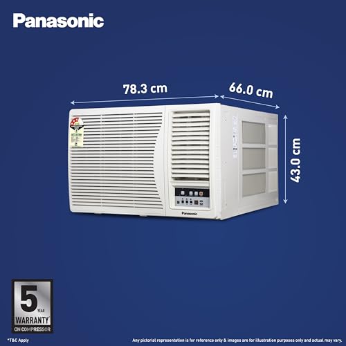 Image of Panasonic 1.5 Ton 3 Star, New star rated, Fixed Speed Window AC (48C Oper., Copper Cond.,2-Way, PM0.1 Filter, Powerful Mode, CW-LN183CM, White)