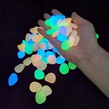 Swimero Colorful Glowing Garden Pebbles – Solar Powered Glow in the Dark Decorative Stones for Walkways, Plant Pots, Gardens, Fish Tanks, Landscaping, Outdoor Decor, Luminous Rocks