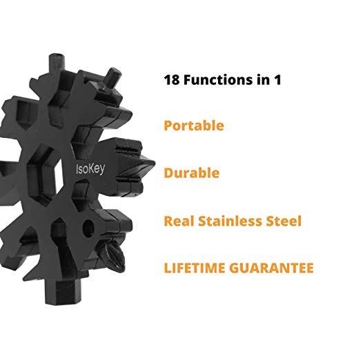 IsoKey Snowflake Multitool High Grade Stainless Steel 18 in 1 Multitool | Keychain | Screwdriver