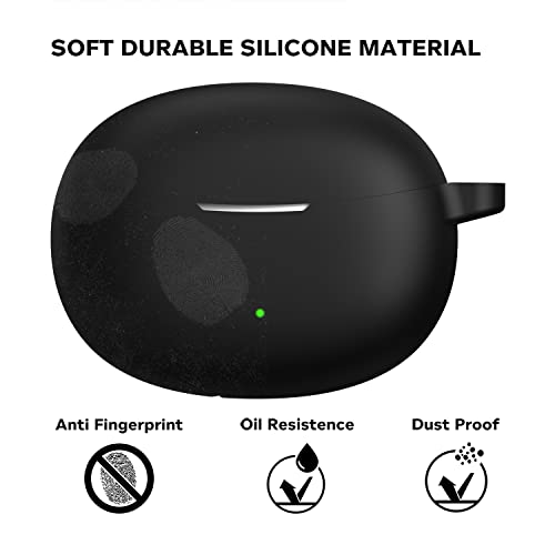 Image of Sounce Portable Silicone Case Scratch-Resistant, 360 Full Protection, Carabiner Clip Compatible with Keychain for Realme Buds Air 3 Neo Full Protection Shockproof Cover Anti Fall Anti Dust (Black)