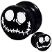 1 Pair of 0 Gauge Gauges 0 G 0g 8mm Flesh Tunnels Flesh Tunnel Screw Double Flare Flared Ear Plugs Stretcher Expander Body Piercing Jewelry Nightmare Before Christmas Ear Plug Earlets 0 G Gauge Expanders Stretchers Ears Earring Earrings Pair (0g = 8mm)