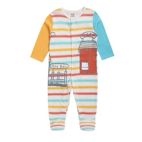 Image of miniklub Baby Front Open Long Sleeve Cotton Sleep Suit, Pack of 2 (Blue /White Color)