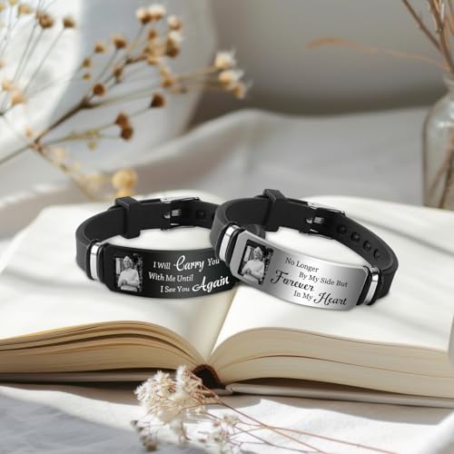 ubjva Picture Bracelet Personalized Photo Custom Memorial Bracelet for Loss Loved One Silicone Bracelets Sympathy Gift3