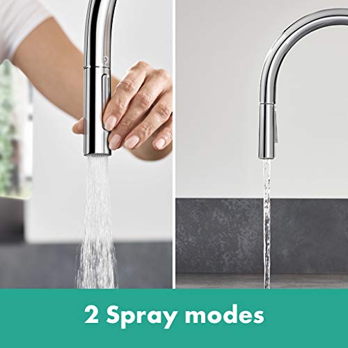 hansgrohe Küchenarmatur Talis M54 (Wasserhahn Küche mit Schlauchbox, 360° schwenkbar, ausziehbare Brause mit 2 Strahlarten, hoher Komfort-Auslauf 210mm, Standardanschlüsse) Chrom - Image 8