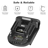 BAT20TL DM18M Batterieadapter für Mak-ita 18V Werkzeuge - Konvertieren für Dewalt 20V & für Milwaukee M-18 auf für Mak-ita BL1830 BL1840 mit USB-Ladeanschluss – Ansicht 6