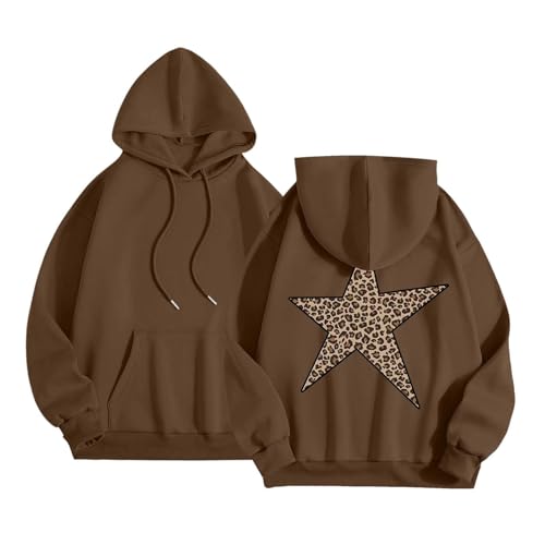 Sweat à capuche femme polaire - Ne craignez plus le froid hivernal avec ce pull étoiles et léopard
