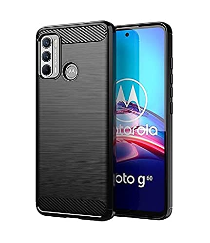 Image of NPRC Hybrid Ultra Slim Protective Case TPU Non-Slip Carbon Fiber Texture Shockproof Case Cover for Moto G60 - Black