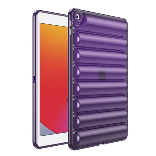 Coque iPad 10.2 silicone TPU souple transparent et pare-chocs violet léger