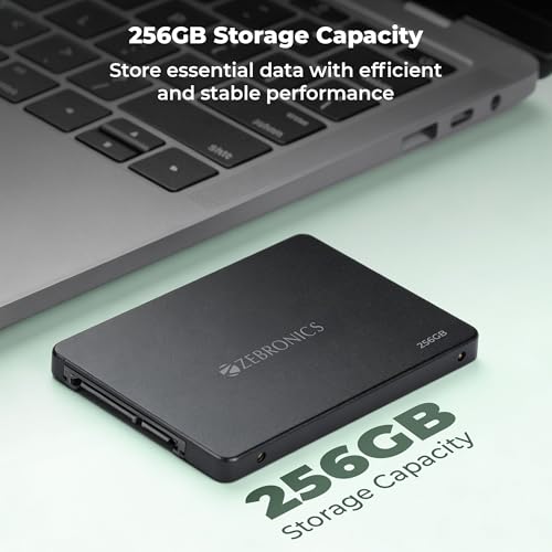 Image of Zebronics 256GB SSD, 2.5 Inch Internal Drive, 550MB /s Read & 500MB /s Write, Faster Than HDD, Low Power Consumption, Silent Operation, S.M.A.R.T Support, High Performance Storage (SD26A)