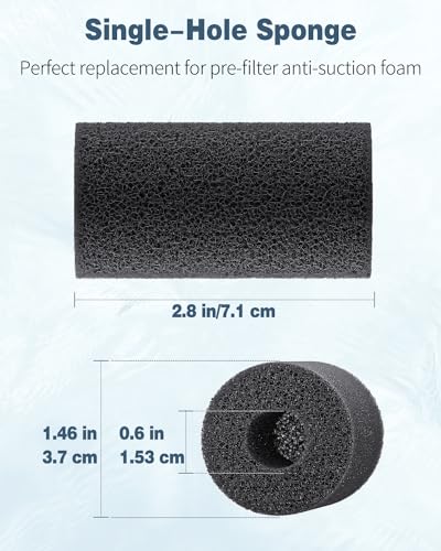 Image of Pawfly 6 Pack Pre-Filter Sponge, 0.6 inch Aquarium Intake Filter Sponge Foam Cover Rolls for Small Fish Shrimp Fry Fish Tank Covers Accessories