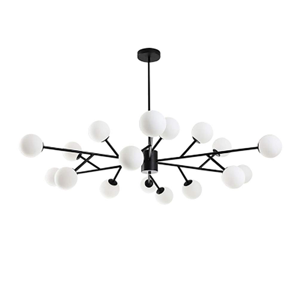 CSXSXAUO Glass Ball Chandelier,Nordic Molecule Pendant Light Mid Century Sputnik Chandelier Matte Black Hanging Lamp Adjustable Modern Ceiling Fixture 18 Lights Vision