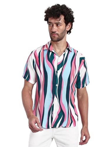 Image of GRECIILOOKS Men's Shirt - Summer Button Down Shirts || Half Sleeve Shirt for Man||Stylish Mens Casual Shirts||Formal and Comfort Rich Printed Shirt`s for Mens