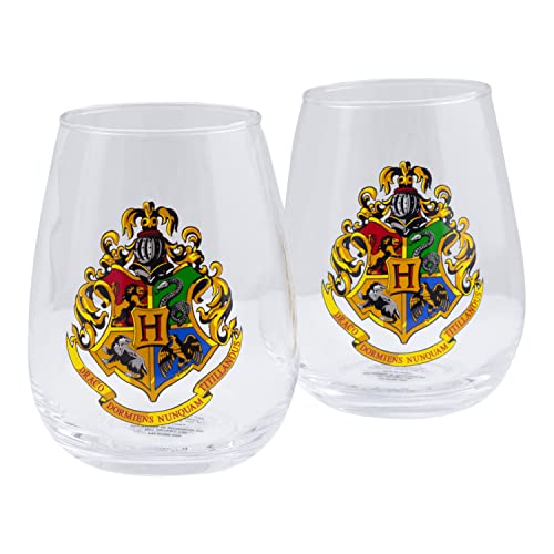 Paladone Hogwarts PP9296HP - Set di 2 bicchieri da vino Harry Potter, 450 ml