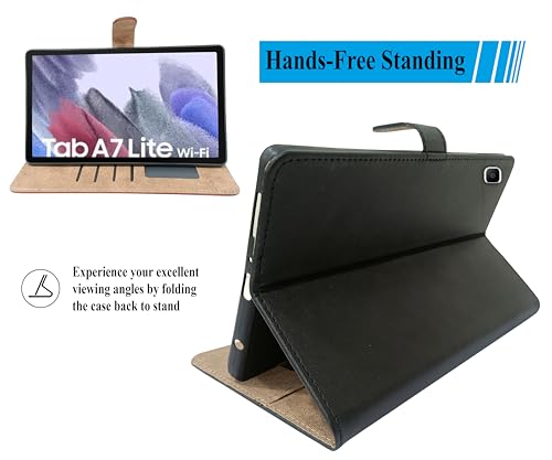 Image of SUPER-ME Samsung Galaxy TAB A7 LITE Flip Cover | Heavy Magnet | Scratch-Free Vegan Leather | 3 Pockets | Extra Durable & Best Fit (Black)