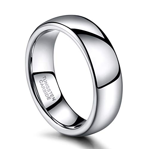 Image of TRUMIUM 2mm 4mm 6mm 8mm Tungsten Wedding Band Ring for Men Women Silver /Rose Gold Plated /Rainbow /Gold Plated Domed High Polish Engagement Promise Rings Comfort Fit 4-15