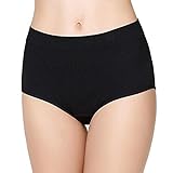 Ruby High-Rise Stretchy Brief Everyday Ribbed Seamless Panties Sexy Lingerie for Women,Black,Large