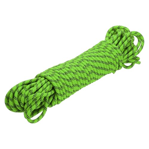 sourcing map Polypropylene Rope Diamond Braid Nylon Cord 3/8 98ft/30m High Strength for Indoor Outdoor Camping Boating Clothes Line - 9mm,Green/Black