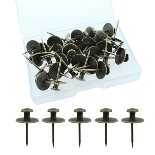 Image of 30PCS 0.47x0.86inch Zinc Alloy Double Head Peg Hanger Peg Picture Hanger Hook Decoration Black Small Head Thumbtacks for Hanging Painting Clock Decoration Photo