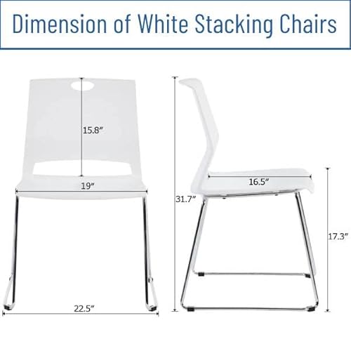 Whiterye 4 Pack Stackable Chairs, Office Guest Chairs With No Wheels, Conference Room Chairs, White Chairs For Dining Room, Conference Room, Classroom,Lobby. #TOP1