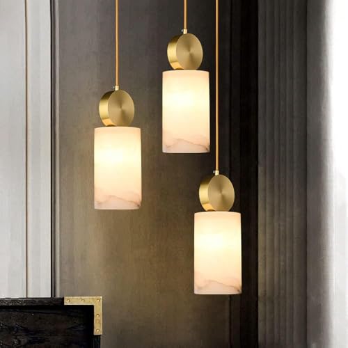 Suspension géométrique en marbre blanc E27 luminaire moderne de salon