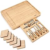 ✔️COMPARTIMENTO OCULTO LUJOSO - Bandeja de madera deslizante con abridor de vino, tapón de botella, juego de cuchillos y tenedores para servir. Ya no tendrás que buscar los cubiertos ni lidiar con muchas tablas de cortar o platos para servir. Es compacta, fácil de limpiar y almacenar