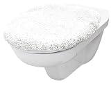 Brandsseller WC Deckelbezug 38x48 cm Ausschnitt aus weichem Mikrofaserstoff Toiletten Sitzbezug für Optimalen Komfort und Stil-Weiss