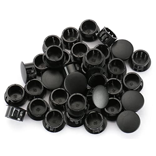 Image of Baomain 100-Pack Plastic Hole Plugs Black 5 /8 inch (16mm) Locking Hole Plugs HP-16 Snap-in Panel Covers for Furniture, Cabinets & Automotive