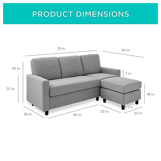 Versatile Light Gray Upholstered Sectional Sofa