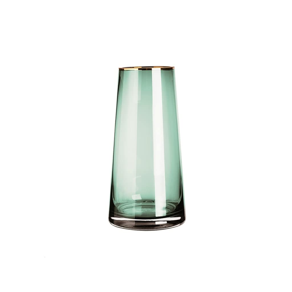 Arrangement de fleurs en grand vase transparent vert 22cm peinture à eau