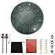 Regentrommel für Garten, Steel Tongue Drum 6 Zoll 8 Töne Zungentrommel, Rain Drum Outdoor, Chakra Drum Regen, Handpan Drum Steel Pan Töne Percussion Instrument für Meditation Yoga (Steingrün)