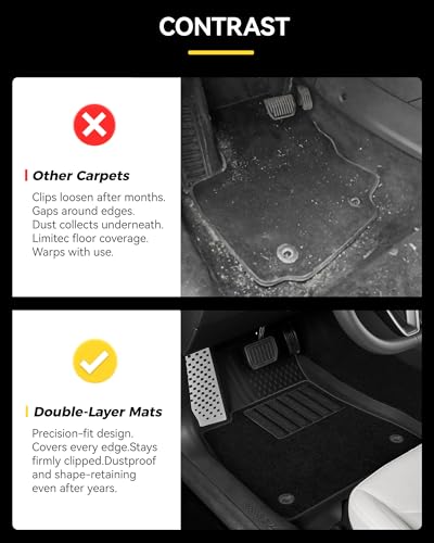 Image of 3W Tesla Model 3 Highland 2024 2025 2026 Floor Mats, Full Set with Carpets | Metal Pedal, Cargo Liner, TPE All Weather, Custom Fit Rear Trunk Mat, Model 3 Accessories, Black, Over 10 Years Lifespan