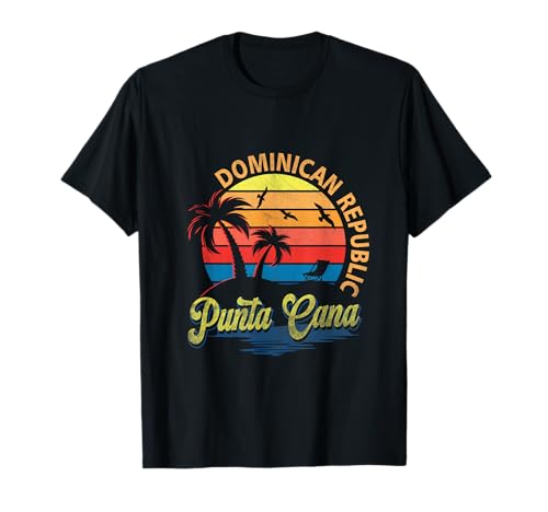 Atardecer Punta Cana Beach Souvenir República Dominicana Retro Camiseta