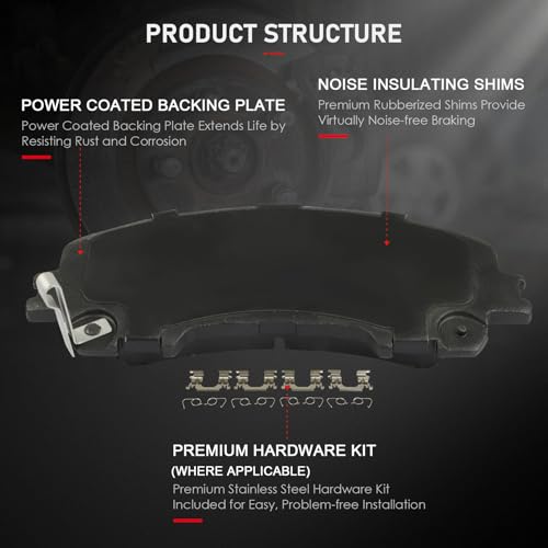 Image of cciyu D1736 & D1393 Front & Rear Ceramic Disc Brake Pads Kit For INFINITI Q50 2014-2017,For INFINITI Q60 2017