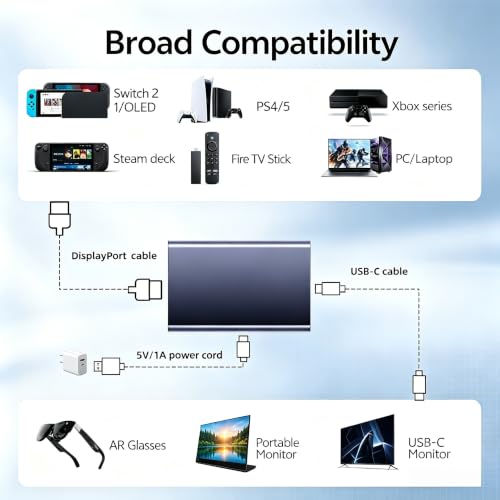 Image of DisplayPort to USB C Adapter, 4K@120Hz DP to Type C Adapter for AR Glasses