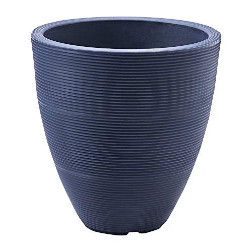 Crescent Garden Delano Tall Modern Planter, Round Indoor & Outdoor Plant Pot, Double-Walled Flowerpot with Drainage Hole, Frostproof & UV Safe, Decorative Houseplant Pot (Midight Blue - 16"W x 18"H)