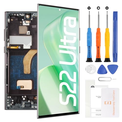 [US Version] for Samsung Galaxy S22 Ultra Screen Replacement SM-S908B SM-S908U SM-S908A LCD Display Touch Digitizer Assembly - Black with Frame(Not Fingerprint)