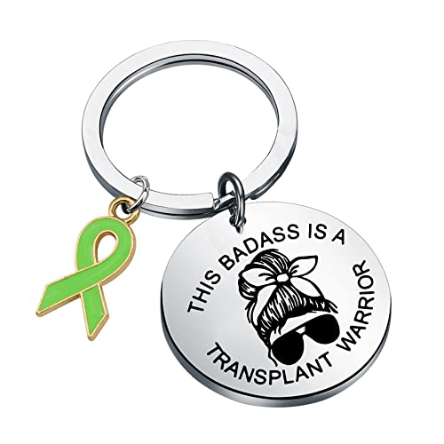 TIIMG Funny Transplant Gift This Badass is A Transplant Warrior Keychain for Heart Liver Transplant Fighter (THIS BADASS)