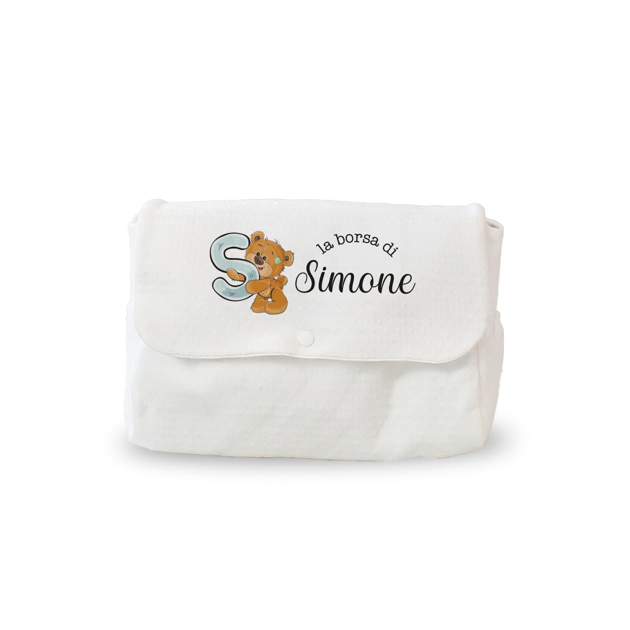 Generico Borsa Fasciatoio per Neonato Personalizzato con Nome e Orsacchiotto Regalo Festa Mamma Natale Nascita Cambio Pannolini