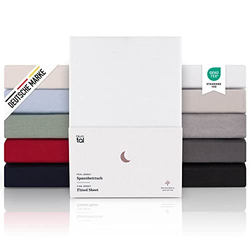 Blumtal Premium Spannbettlaken 270x200 Matratze Jersey 1er Set - Oeko-TEX zertifiziertes Bettlaken aus Baumwolle - Leintuch 270x200 Weiss