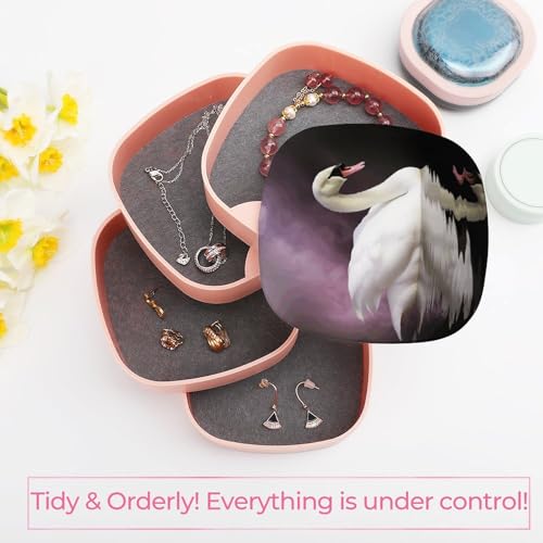 Boîte à bijoux rotative avec cygne imprimé pour coiffeuse - 6