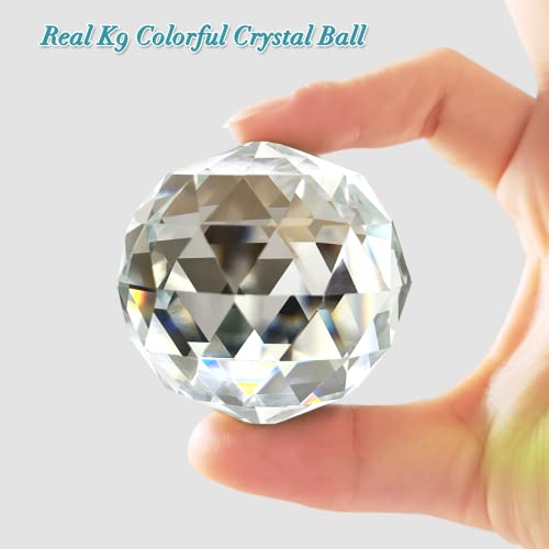 Fonmy Gazing Ball Spiral Tail -Decorative Wind Spinner Sun Catcher 11 Inch Tail And 2 Inch Clear Crystal Orb. Indoor Outdoor Garden Decoration -13 Inch Height #TOP6