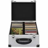 Bendmaxx CD-Koffer für 40 CDs mit Aluminiumverkleidung und ABS Holzgehäuse silbern abschließbar für Medienaufbewahrung und Archivierung im Büro oder Wohnzimmer