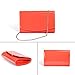WALLYN'S Orange Patent Leather Clutch Purses For Women, Evening Bag Handbag Solid Color (Living Coral)