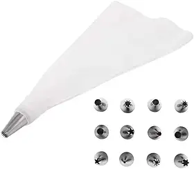 Kit Decorador de Confeitaria com 12 Bicos Diversos Saco de Confeitar Acessórios para Bolos e Cupcakes