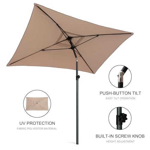 Ammsun 6.6 X 4.3Ft Rectangule Patio Umbrella Outdoor Table Umbrella Steel Pole And Ribs thumb #2