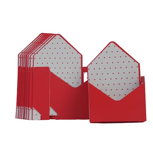 Image of Oasis Paper Gift Box Foldable, Empty, Decorative, Reusable, Multipurpose Birthday, Anniversary, Wedding, Return Gifts Hamper Packaging (Set of 10) Envelope Red & White
