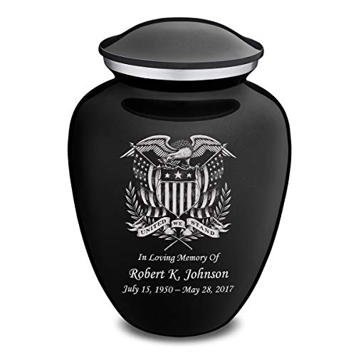 Geturns Embrace Adult Personalized American Glory Cremation Urns for Human Ashes I Large Black Funeral Urn for Men and Women I 200 lbs