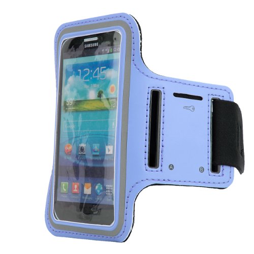 SumacLife Workout Smartphone Armband with Key Slot for iPhone 6 S6 M9 Xperia Z4 Droid Turbo G3 Nexus 5 Moto G Lumia 930/Icon - Retail Packaging - Blue