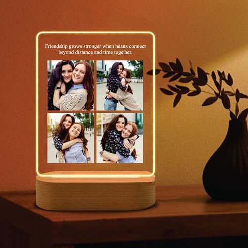 Image of Giftplease Customized LED Light Photo Frame for Friends | Personalized Lamp with Friendship Quote | Best Friend Gift for Birthday, Farewell, Friendship Day | Tabletop Frame 6x7.25 Inch FR 12