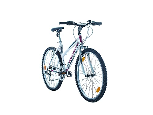 Vélo 26 Pouces MTB 18 Vitesses – Blanc Et Fuchsia – Femme – Frejus/Girardengo